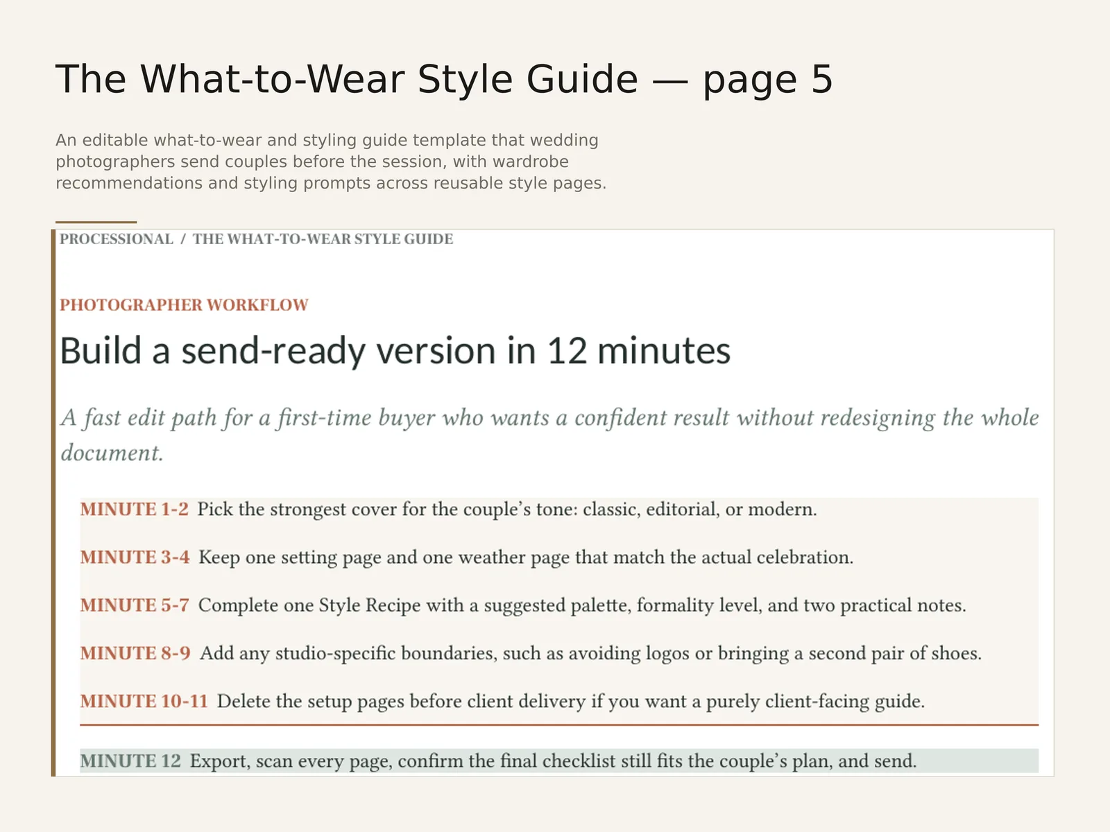 The What-to-Wear Style Guide — sample interior spread 3 with fictional sample data